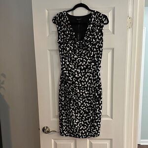 White House Black Market Black and White Midi Dress